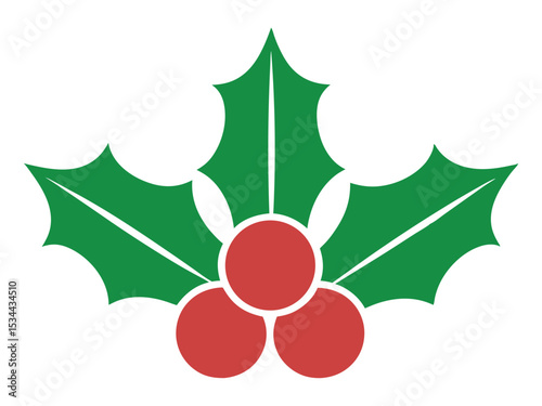 Christmas holly berry flat vector illustration icons set ,Cartoon holly leaves and berries
