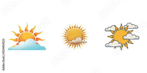 sun, Sun with clouds and clouds engraving vector illustration. Scratch board style imitation. Hand drawn image, Sun icon set. Star logo icon. For summer, nature, sky, summer. Sun silhouette. Isolated 