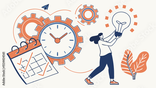 Vector time management productivity workflow planning schedule task management business idea innovation concept