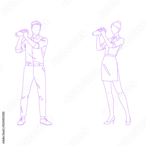 bartender shaking a cocktail lineart illustration