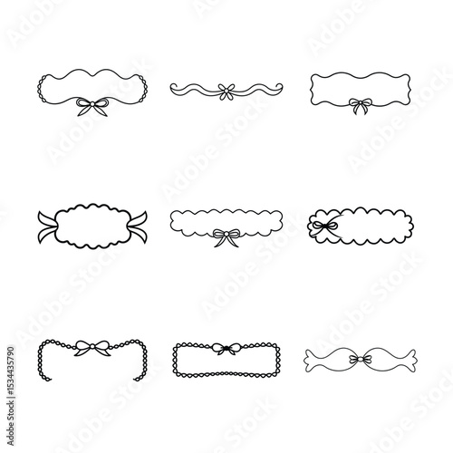 Collection of Decorative Frames and Dividers with Bows in Black and White
