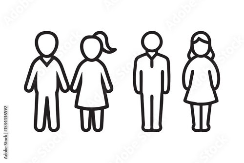 Black Silhouette School Icon of Male and Female Classmates vector