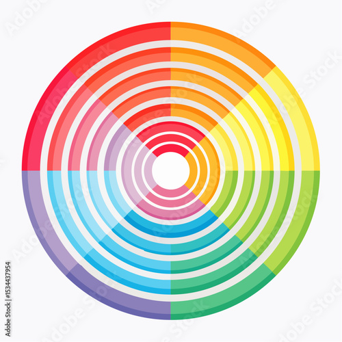 gentle loop of concentric circles softly expanding and contracting, each ring changing vibrant colors