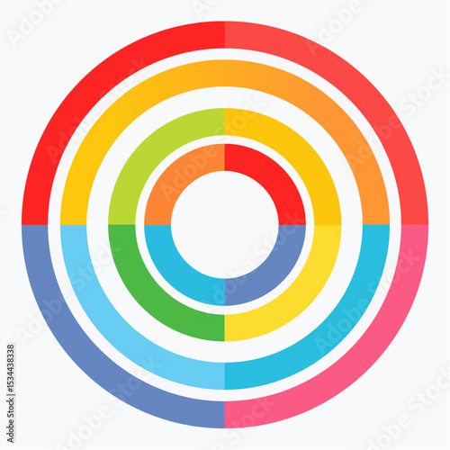 gentle loop of concentric circles softly expanding and contracting, each ring changing vibrant colors