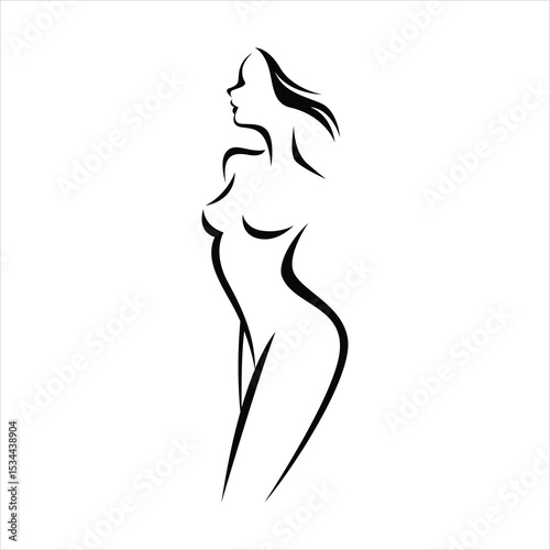 Abstract Black Line Art Female Figure Elegant Silhouette Woman Body Outline Minimalist Design