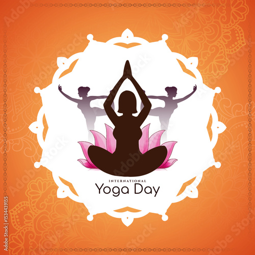 International Yoga day celebration yellow elegant background