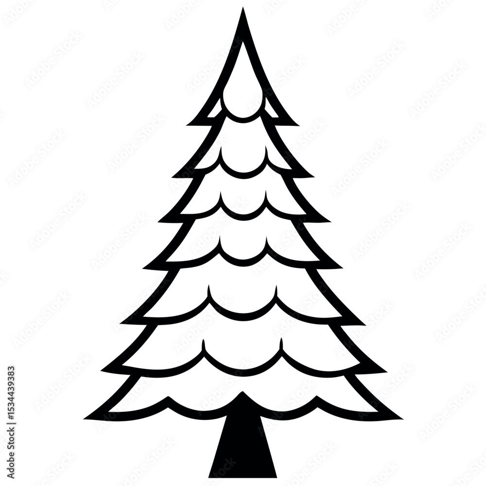 Obraz premium Black Line Art Symmetrical Fir Tree Cone Shape vector 2