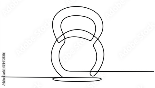 Kettlebell continuous line art drawing. Kettlebell one line icon. Vector illustration. Continuous one line drawing kettlebell for exercise. Gym, fitness concept.