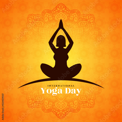 International Yoga day celebration yellow elegant background