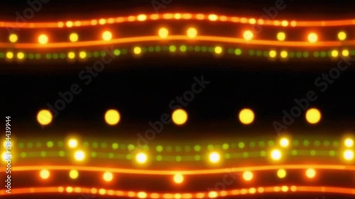 Glowing string lights adorn dark backdrop