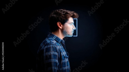 Exploring facial recognition modern lab demonstration of digital art innovation