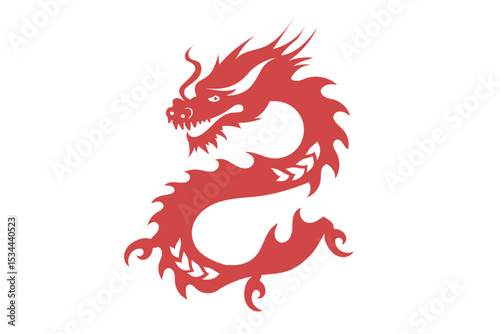 Traditional Red Chinese Dragon vector illustration. 2025 chinees dragon year symbol. Zodiac Symbol design. Vector template for greeting card, poster, invitation