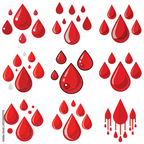 Blood drips vector illustration isolated on white background.