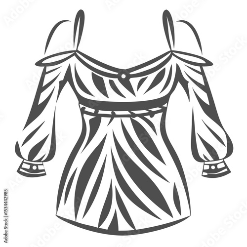 Stylish off shoulder dress design with long sleeves and abstract pattern
