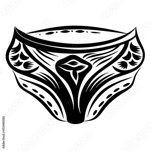 Abstract black and white floral undergarment illustration design
