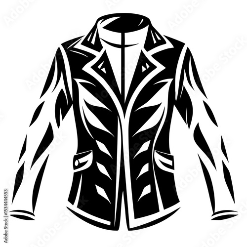 Stylish black and white womens leather jacket vector illustration