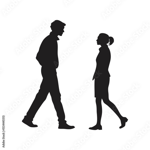 Young men and women vector silhouette. Business profile, avatar, user, character and identity

