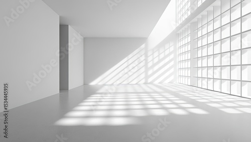 Empty white room with large window