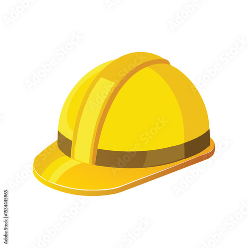 Yellow hard hat vector illustration. Safety helmet icon for construction, worker protection, and tools

