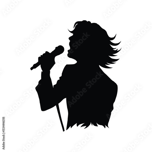 Singer silhouette vector illustration, performing artist profile, music concert avatar, minimalist vocalist stage design