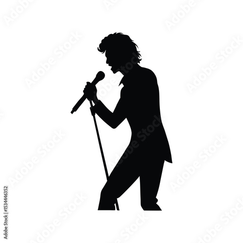 Singer silhouette vector illustration, performing artist profile, music concert avatar, minimalist vocalist stage design
