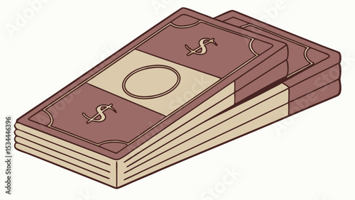 Stack of money bills isolated on white background cartoon illustration concept for finance banking savings wealth cash payment investment