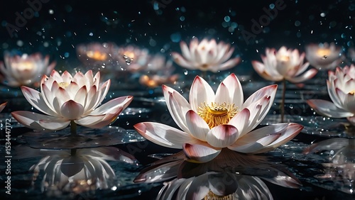 water lily on a black background