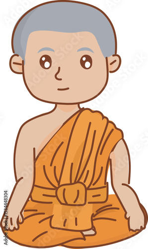 meditating buddha statue vector illustration for Buddhist content, monk training, or kid learning design