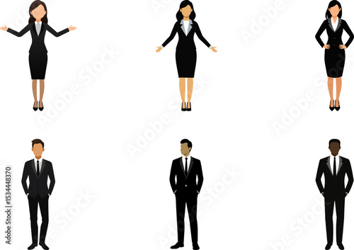 Business People Avatar Vector Set – Man and Woman Profile Portraits, Corporate User Icons, Professional Faces