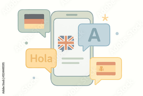 Mobile Language Learning App with English Spanish German Translation Lessons