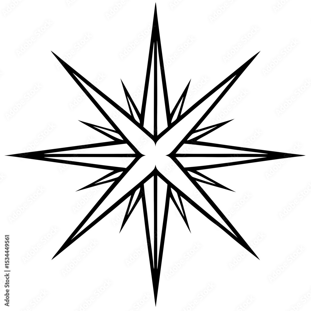 Obraz premium Blazing Star Vector | Generative AI & Linocut Silhouette Design for Microstock