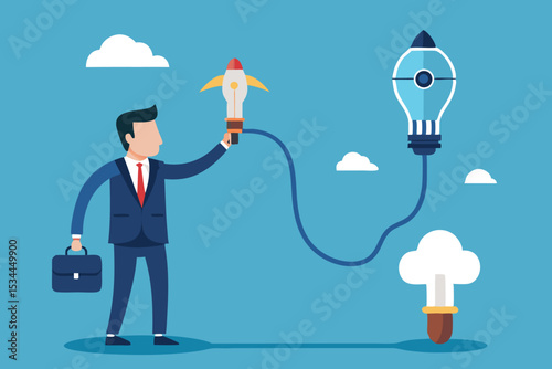 business man with a big idea vector illustration
