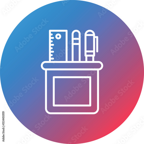 Box Line Gradient Circle Background Icon