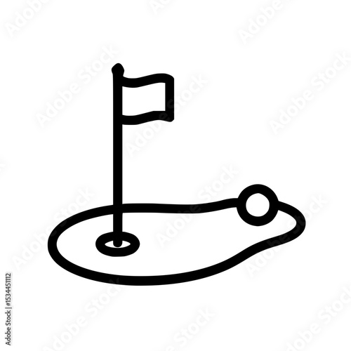 golf course and flagstick line style icon, vector icon can be used for mobile, ui, web