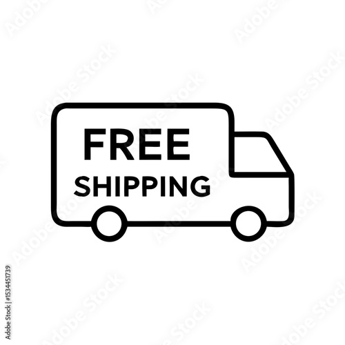 Delivery truck icon with free shipping text for e-commerce use  