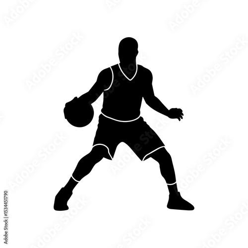 Basketball Player Silhouette Vector Illustration – Sports Athlete Action Pose, Slam Dunk Icon