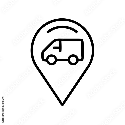 Pickup point icon with delivery truck illustration in minimal style  