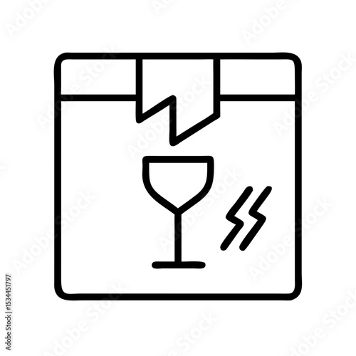 Fragile package icon indicating breakable contents and caution  