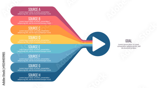 Business infographic template. Goal chart with eight options, steps. Vector chart.