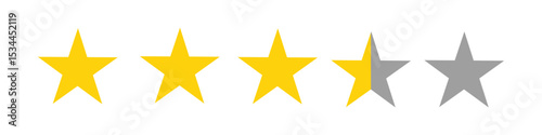 3.5-star review icon, 3.5-star ratings icon, vector
