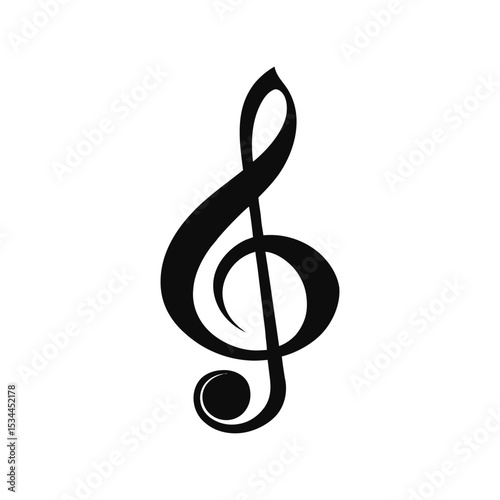 Treble Clef Silhouette Clipart Vector Illustration – Music Symbol Icon, Musical Note Black