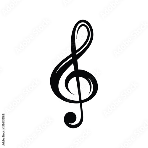Treble Clef Silhouette Clipart Vector Illustration – Music Symbol Icon, Musical Note Black