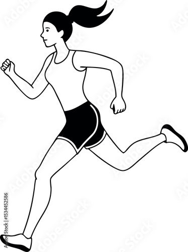 Running Female Athlete Sketch Vector