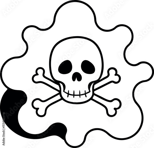 Minimal Skull with Bones Vector Design