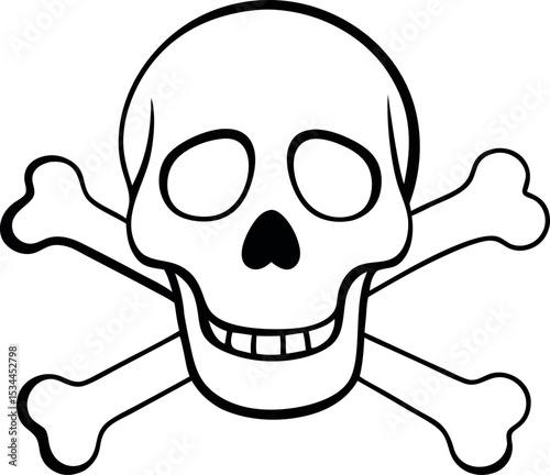 Skull Bones Silhouette Line Drawing