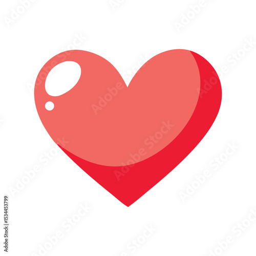 Red Heart Vector Illustration – Love Symbol Icon, Romantic Shape, Valentine Design, Passion Graphic Art