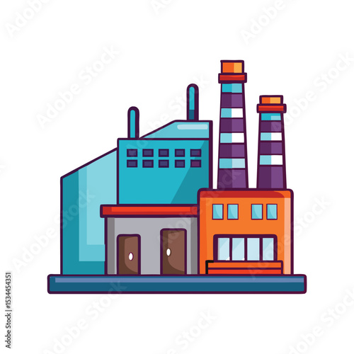 Factory Clipart Vector Illustration – Industrial Building Icon, Manufacturing Plant, Production Facility Graphic