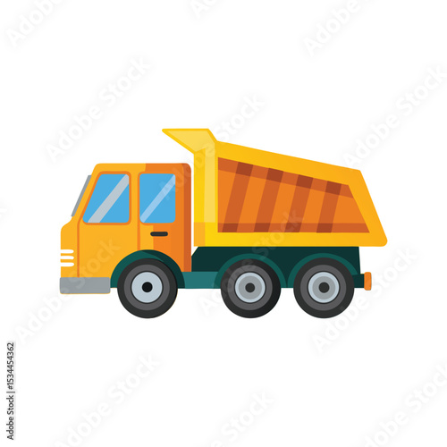 Dump Truck Clipart Vector Illustration – Construction Vehicle Icon, Heavy Equipment, Industrial Transport Graphic