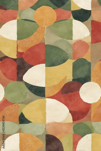 Abstract design with overlapping shapes and soft colors.