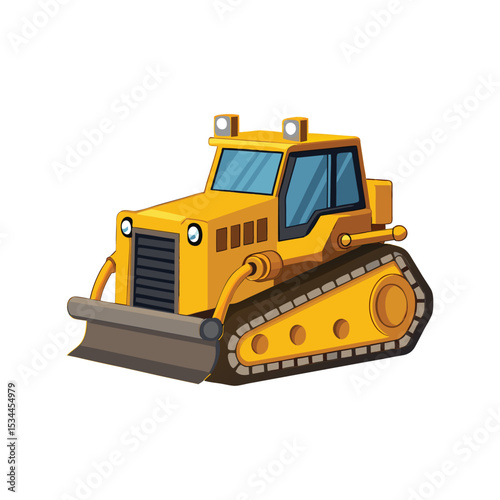 Bulldozer Clipart Vector Illustration – Construction Vehicle Icon, Heavy Equipment, Industrial Machine Graphic